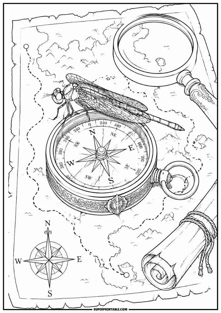 Detailed zentangle-style dragonfly with intricate patterns, swirls, textures, and decorative designs.