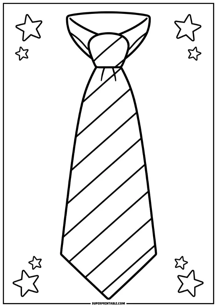 Striped necktie surrounded by stars on a simple background.