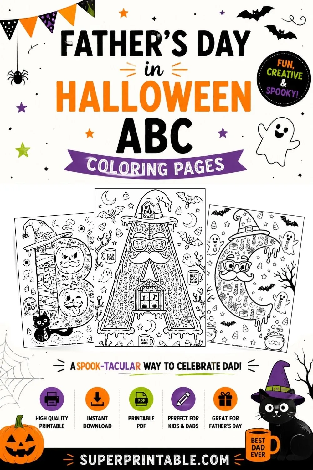 Father's Day in Halloween ABC Coloring Pages Pinterest Image