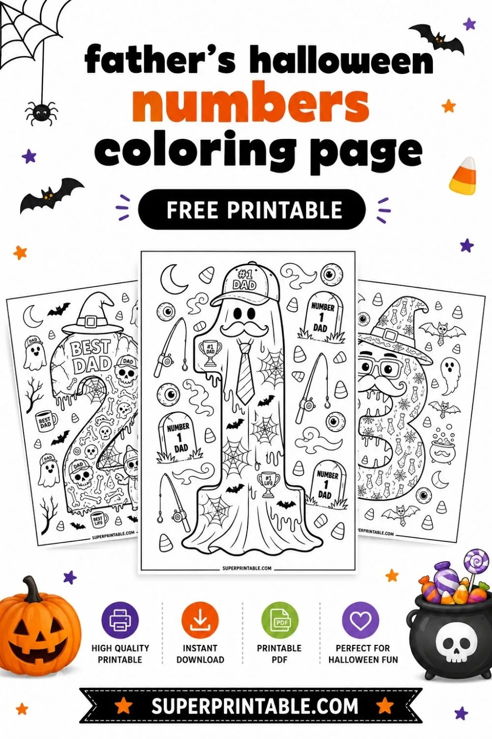 Father's Halloween Numbers Coloring Page Pinterest Image