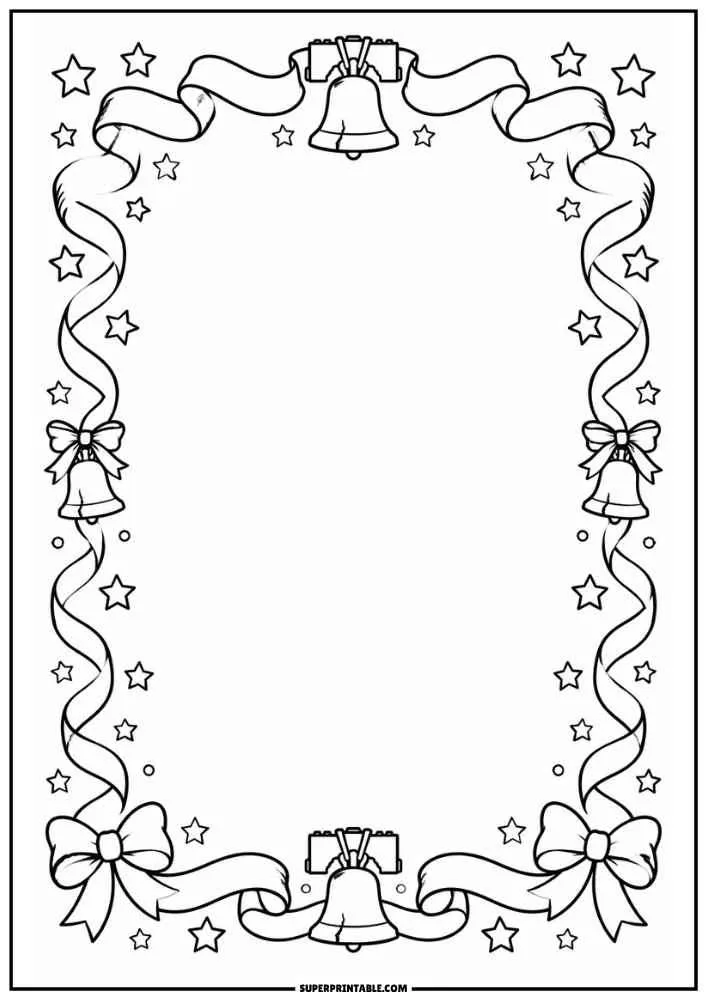 Border with Liberty Bells, bows, ribbons, and stars surrounding a blank center.