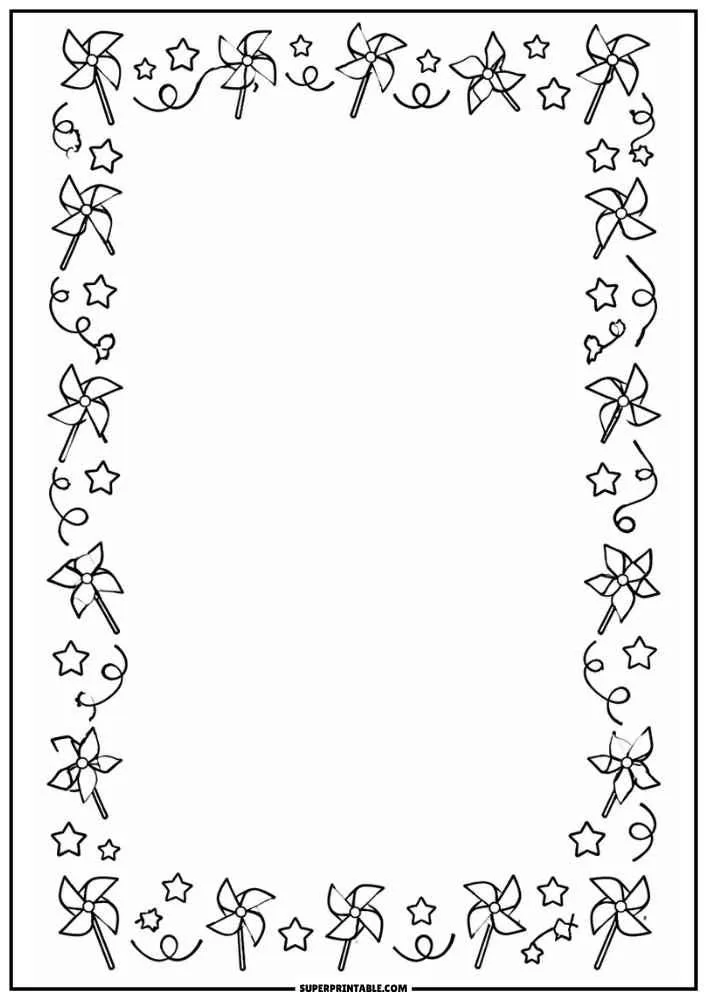 Border with patriotic pinwheels and stars around a large blank center.