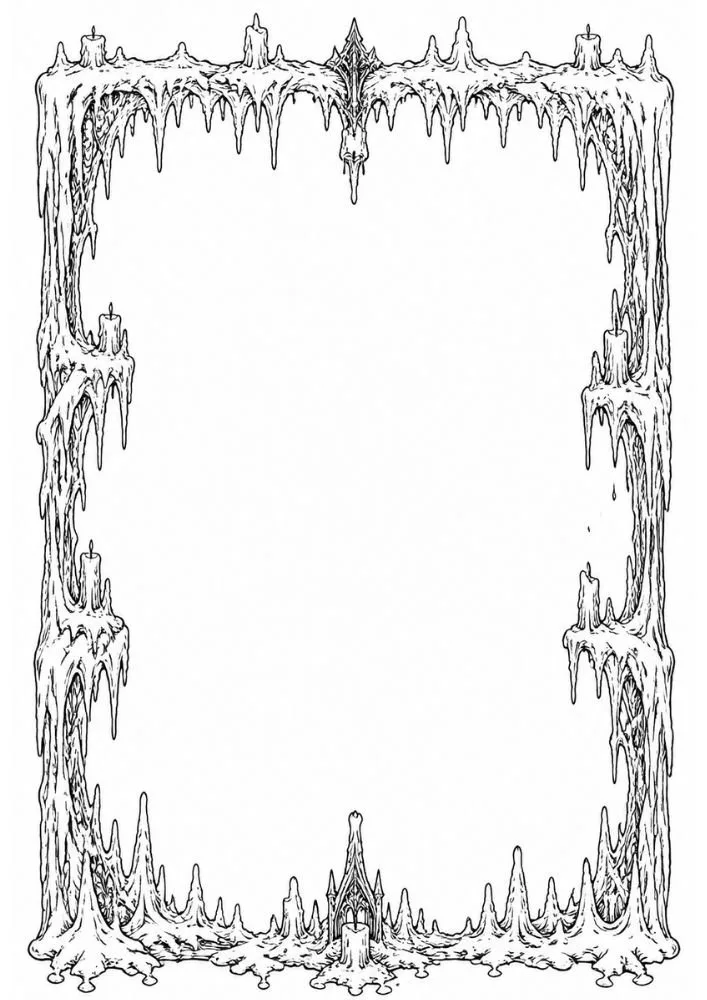 Vintage candle border with decorative wax accents and open center space.
