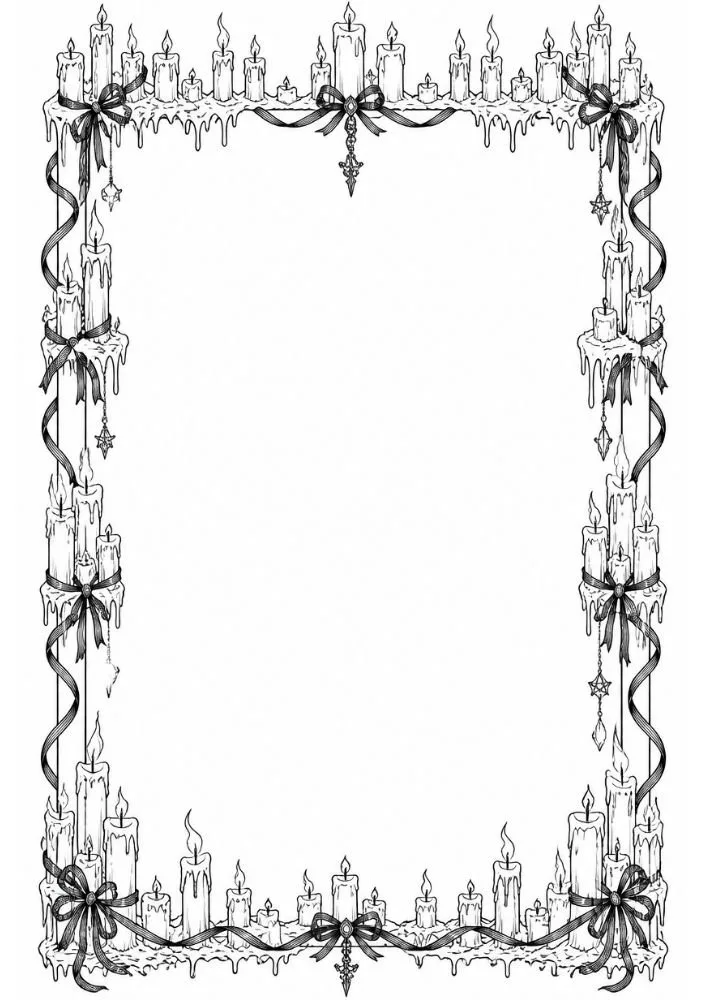 Elegant Gothic border with candles and decorative vintage details.