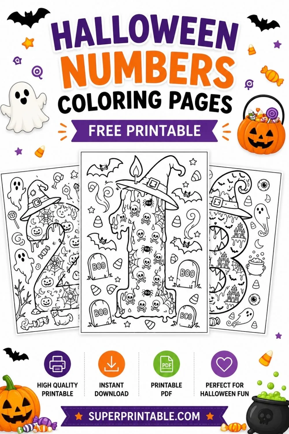 Halloween Numbers Coloring Pages Pinterest Image