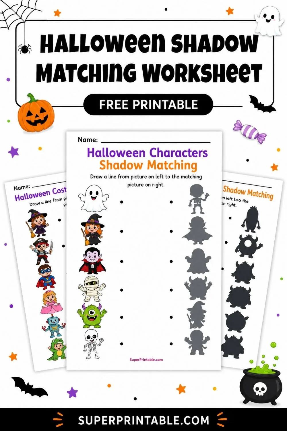Halloween Shadow Matching Worksheet Pinterest Image