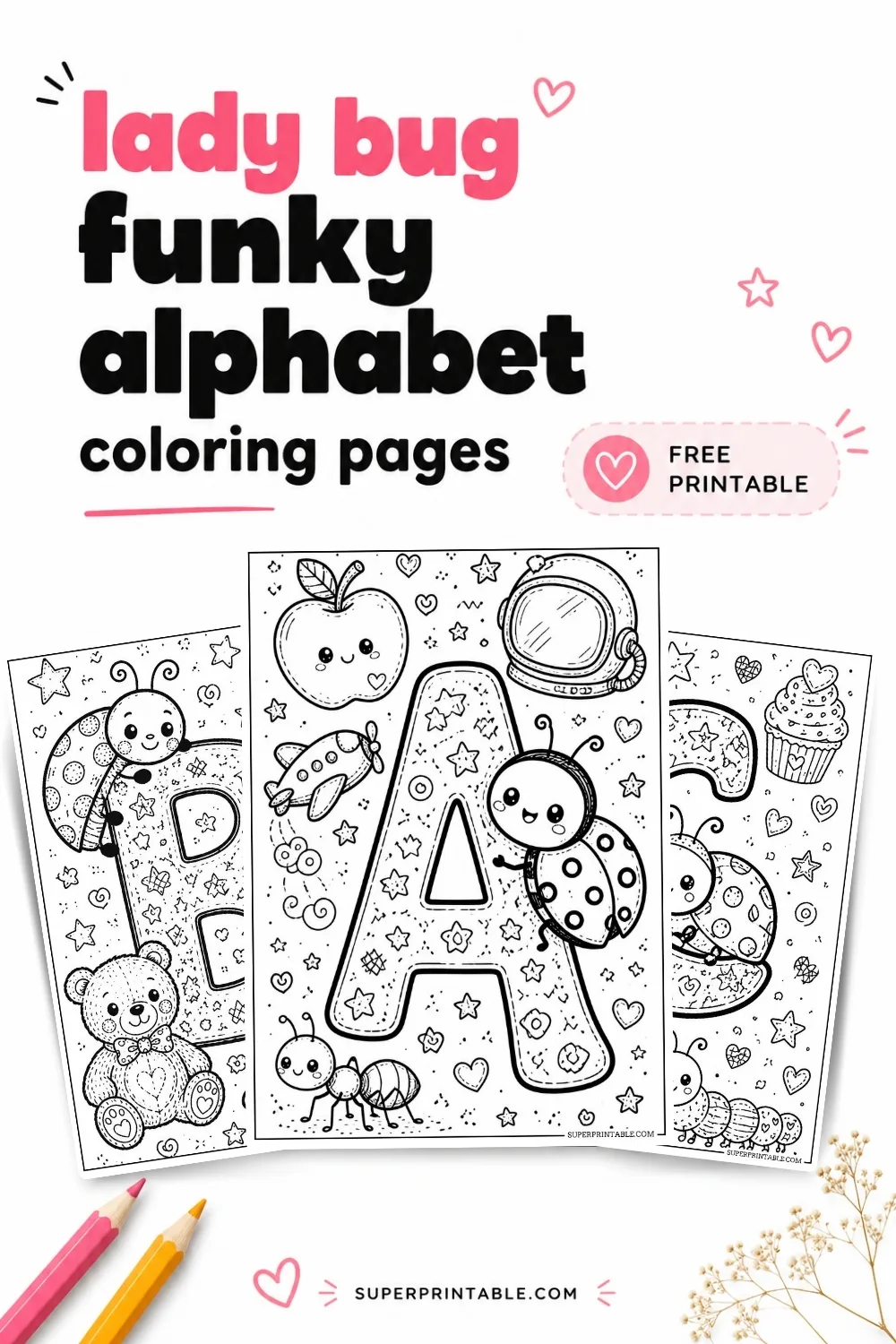 Lady Bug Funky Alphabet Coloring Pages Pinterest Image