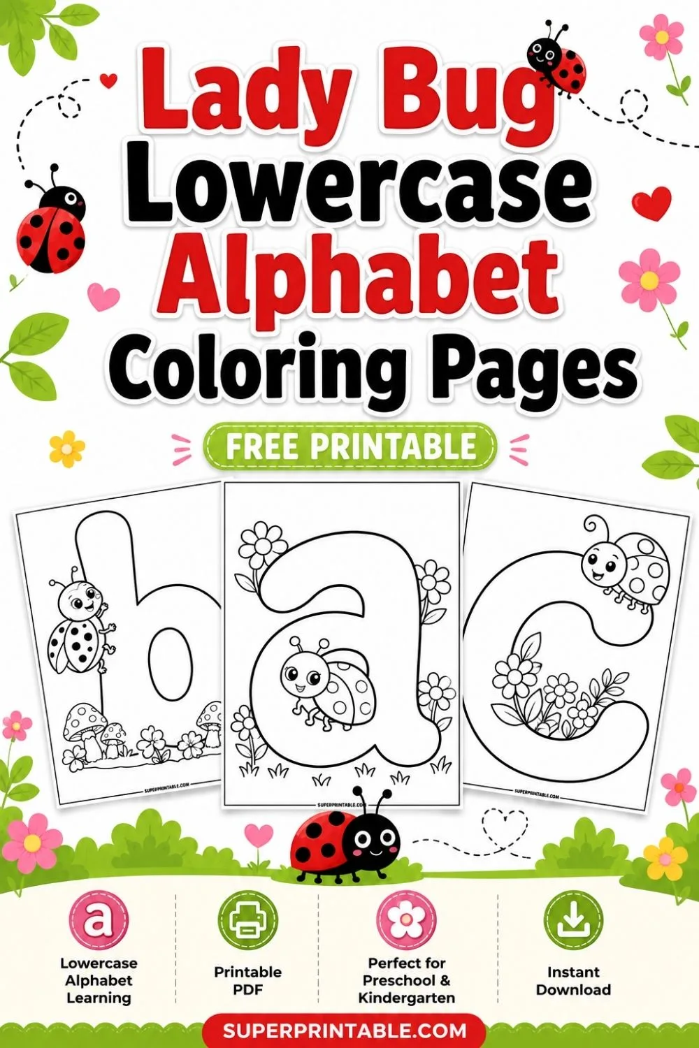 Lady Bug Lowercase Alphabet Coloring Pages Pinterest Image