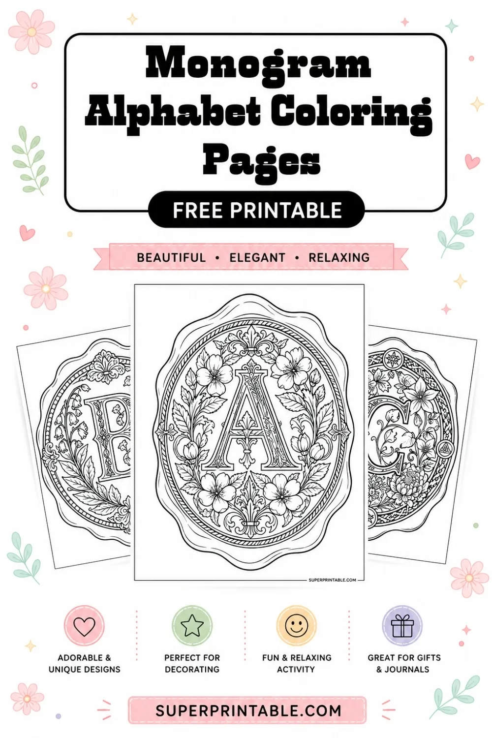 Monogram Alphabet Coloring Pages Pinterest Image