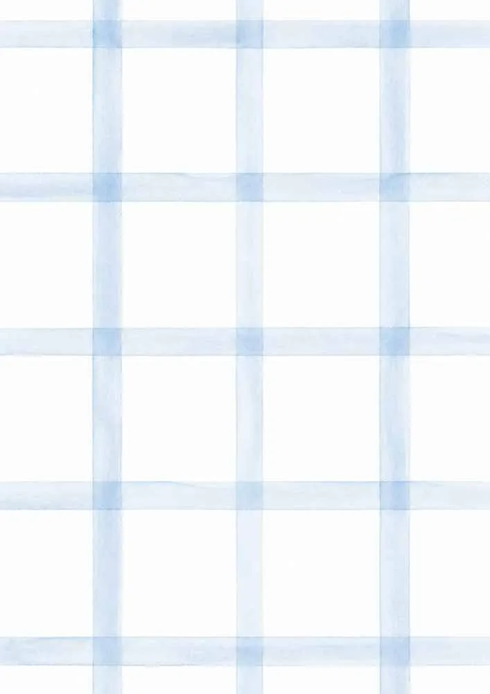 Large blue plaid pattern with watercolor lines.