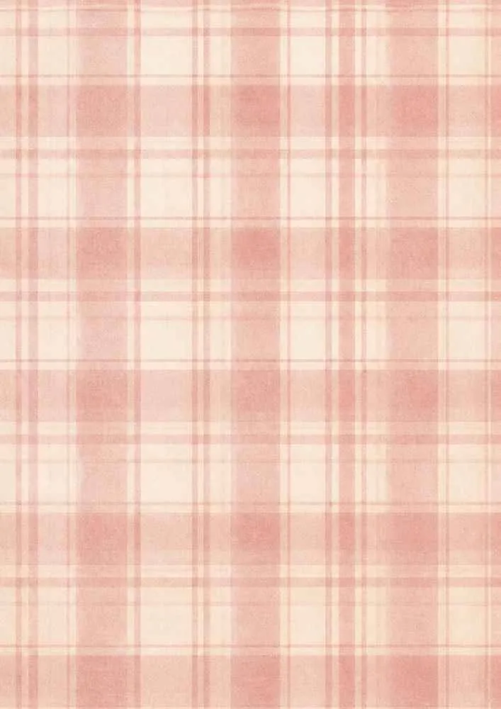 Soft pink plaid pattern with watercolor texture.