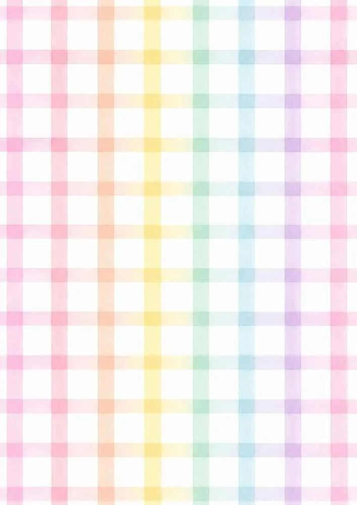 Rainbow pastel plaid pattern with colorful vertical and horizontal lines.