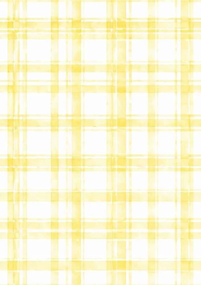 Yellow watercolor plaid pattern with white background.