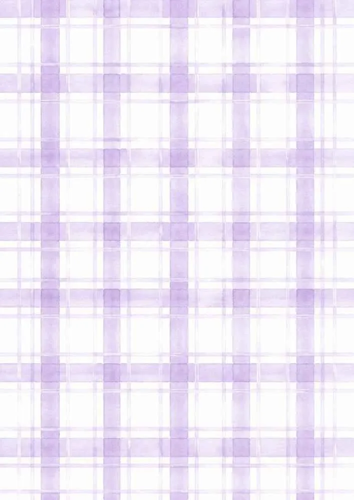 Lavender watercolor plaid pattern with white background.