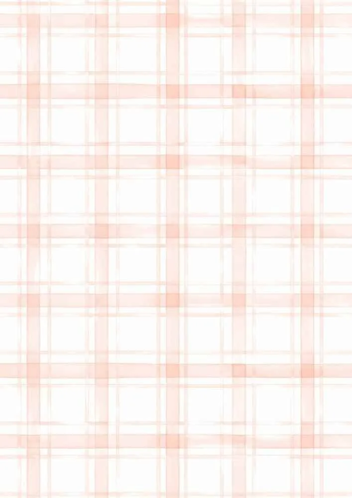 Peach watercolor plaid pattern on white background.