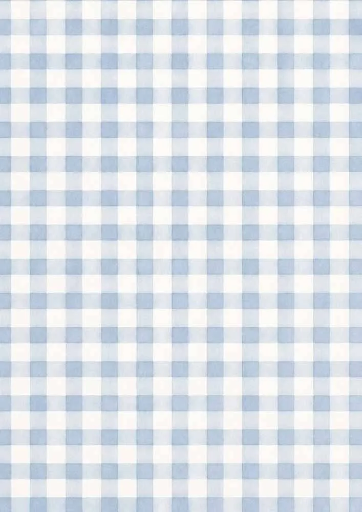 Blue gingham check pattern with soft watercolor look.