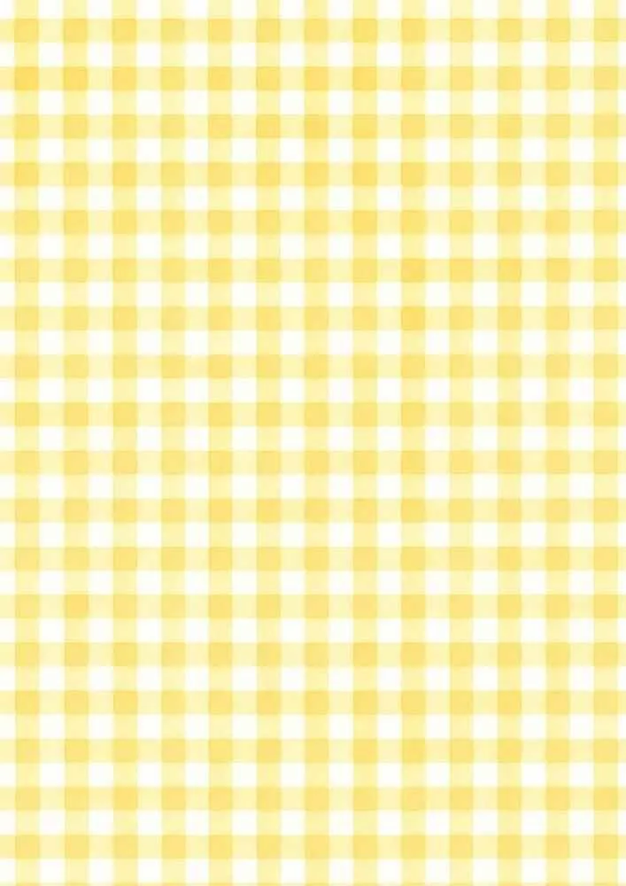 Yellow gingham check pattern on white background.