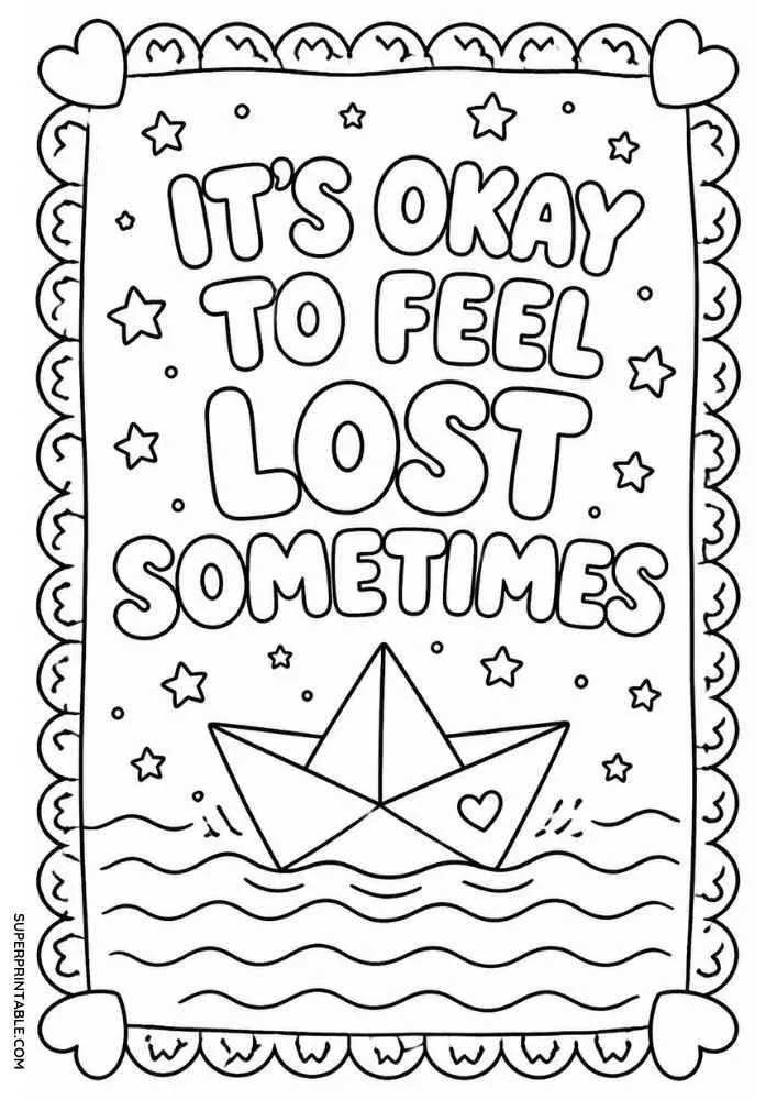 Paper boat on water with stars and the quote "It's Okay to Feel Lost Sometimes".