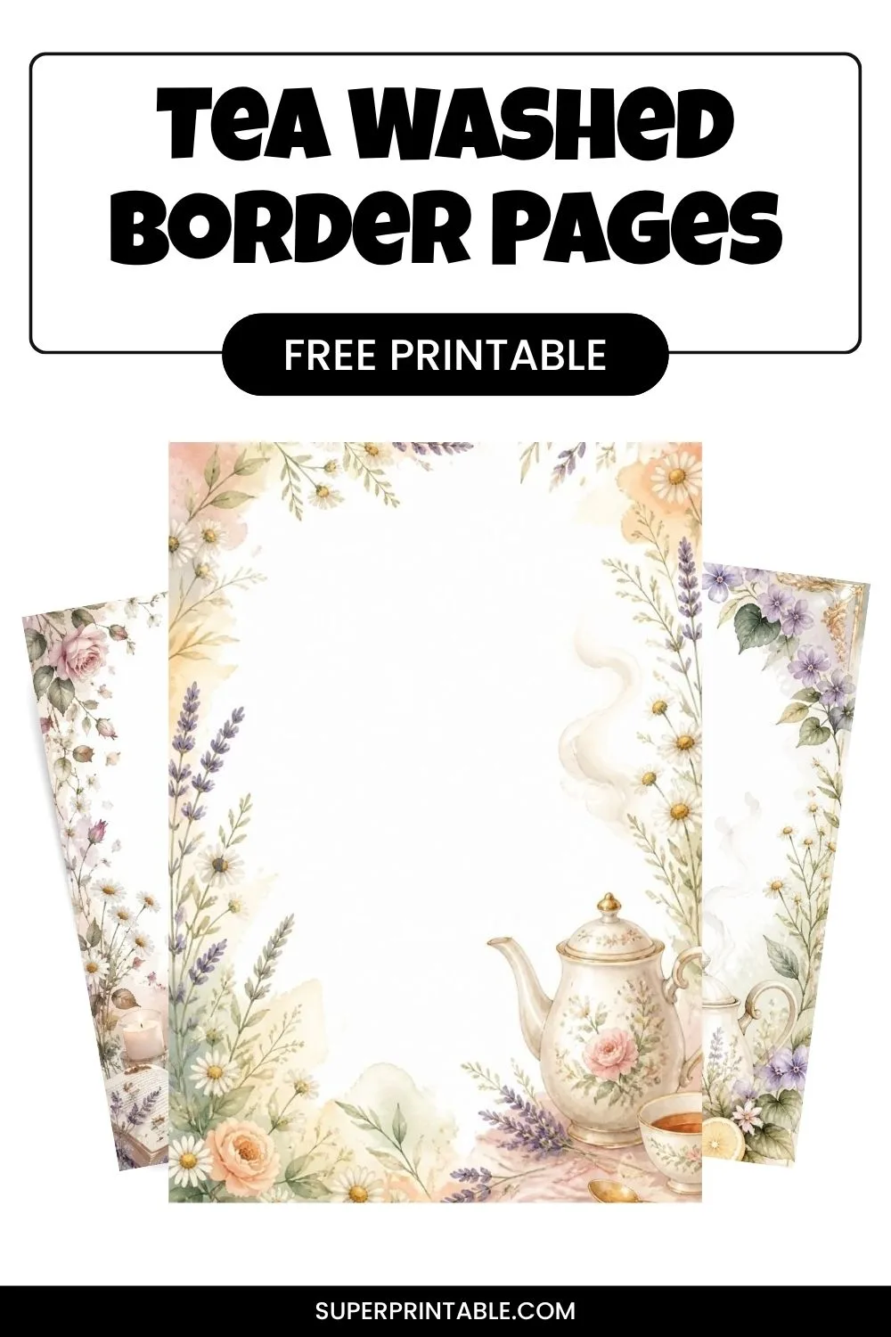 Tea Washed Border Pages Pinterest Image