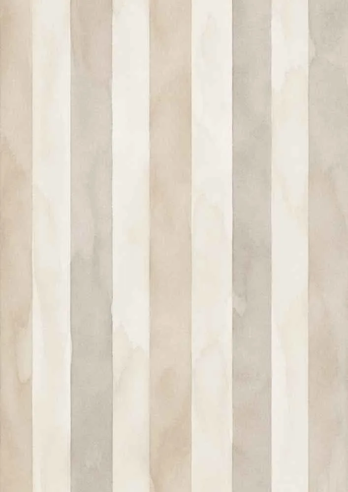 Vertical neutral watercolor stripes in gray, beige, cream, and ivory.