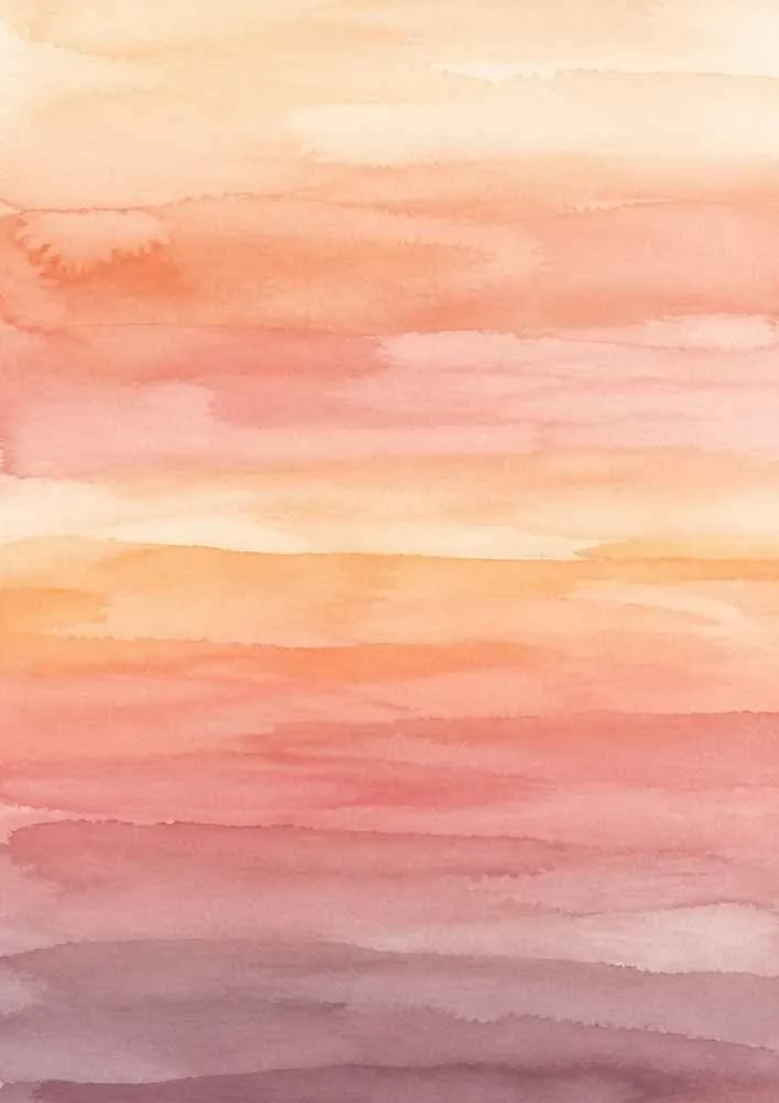 Layered watercolor washes in peach, pink, coral, and lavender.