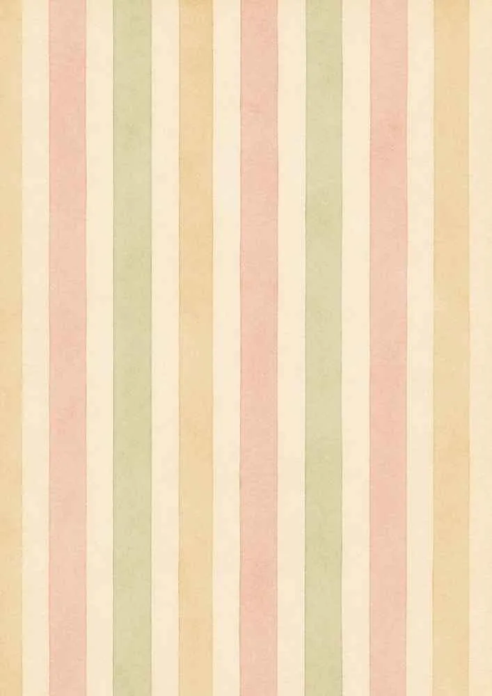 Vertical pastel stripes in pink, green, beige, and cream colors.