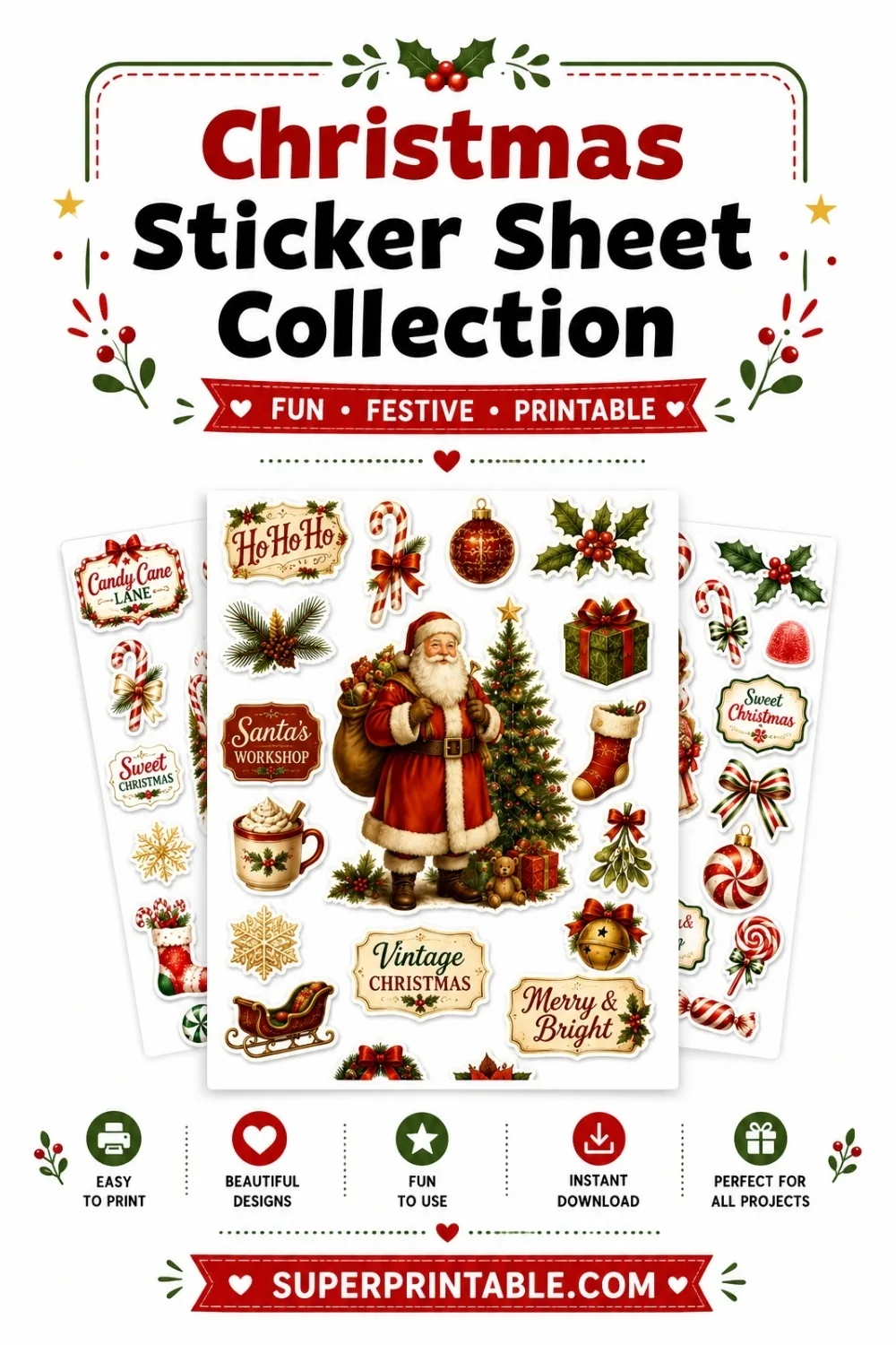 10 Christmas Sticker Sheet Collection Pinterest Image