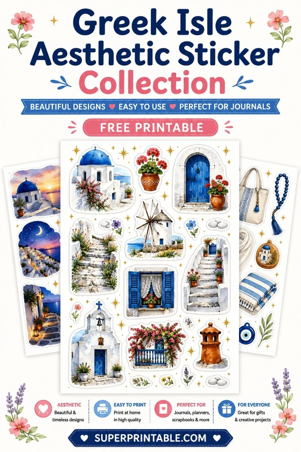 10+ Greek Isle Aesthetic Sticker Collection Pinterest Image
