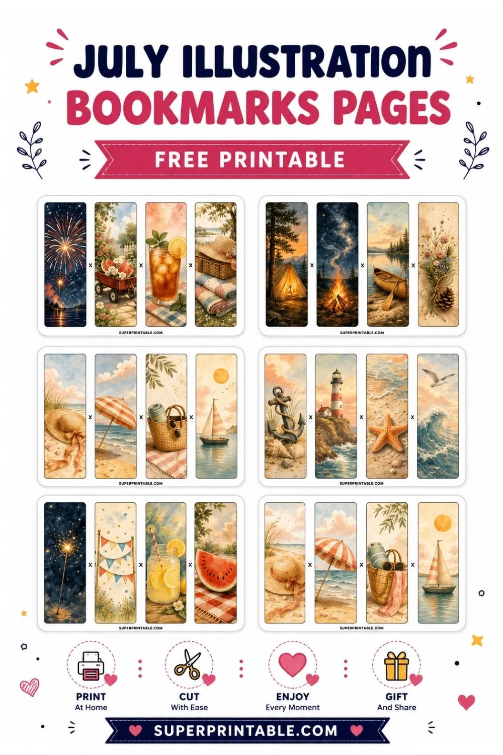 10+ July Illustration Bookmarks Pages Pinterest Image