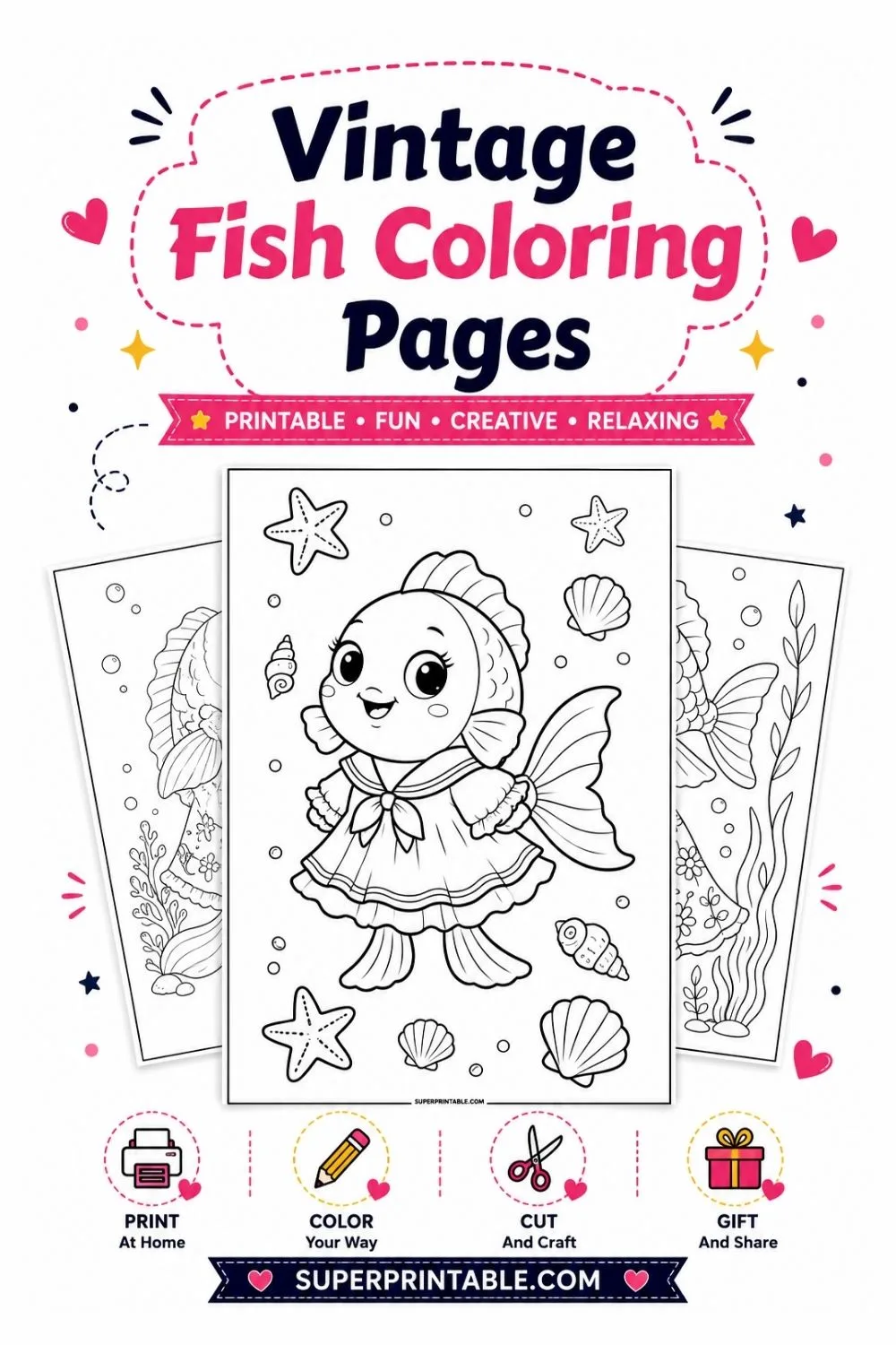10+ Vintage Fish Coloring Pages Pinterest Image