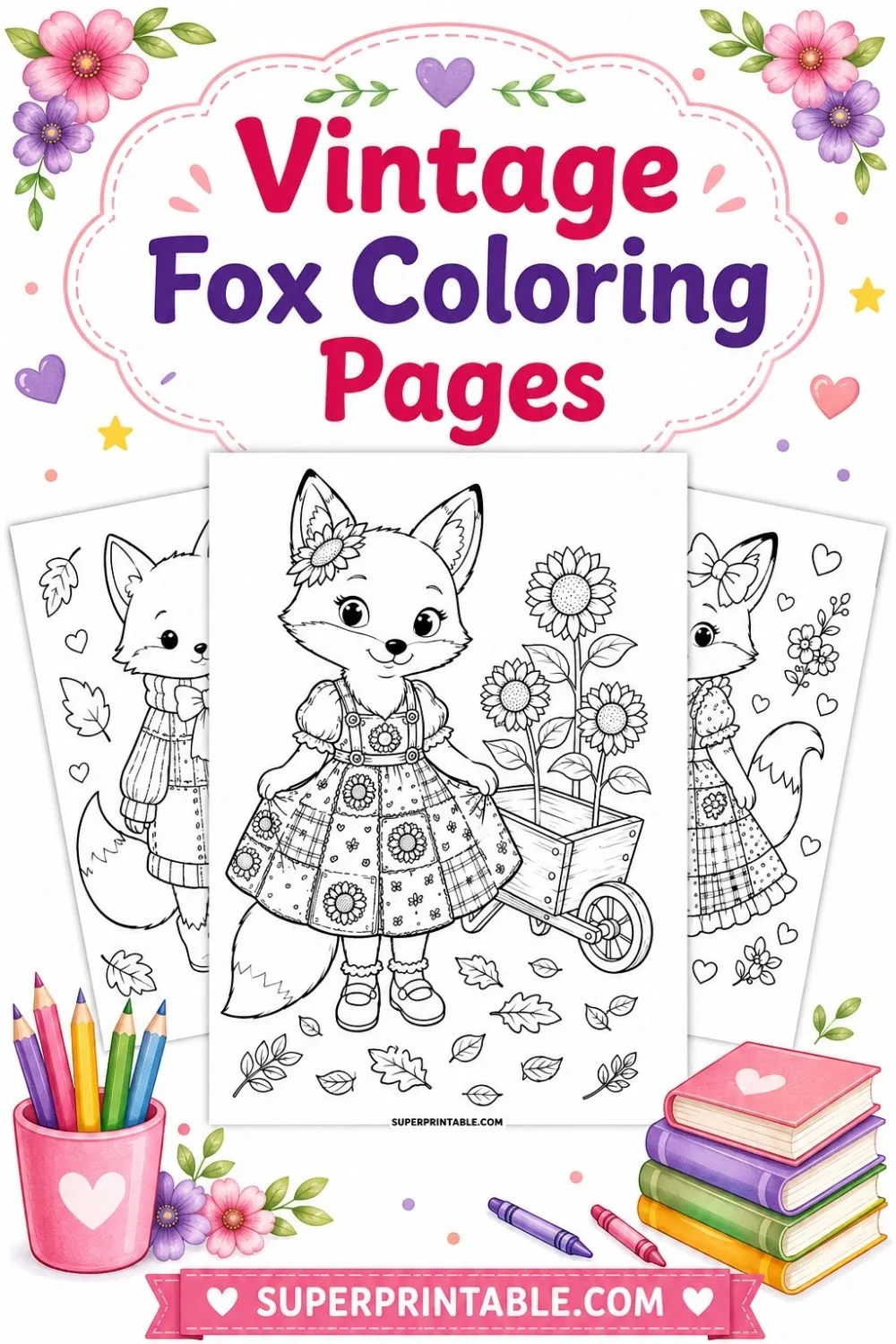 10+ Vintage Fox Coloring Pages Pinterest Image