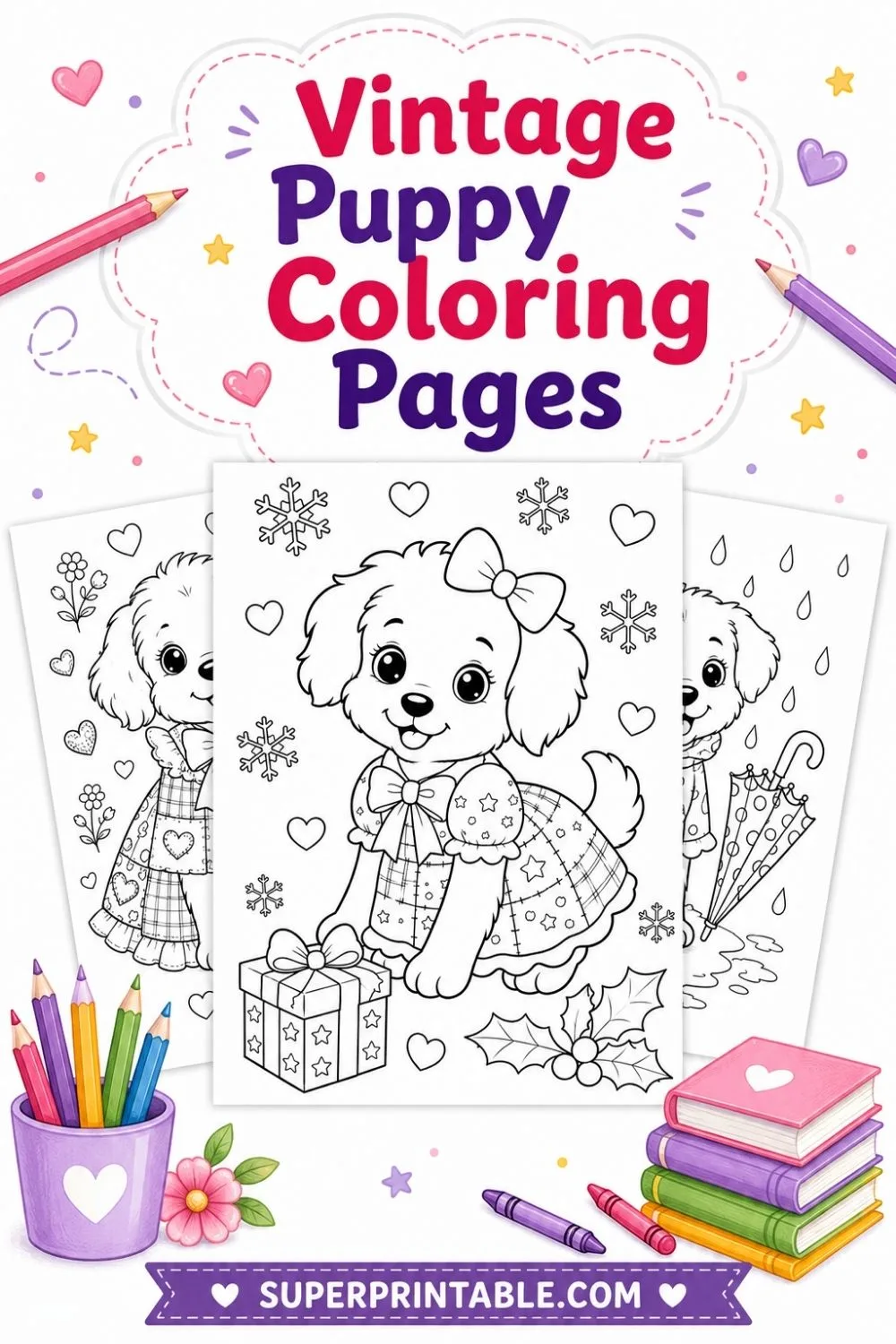 10+ Vintage Puppy Coloring Pages Pinterest Image