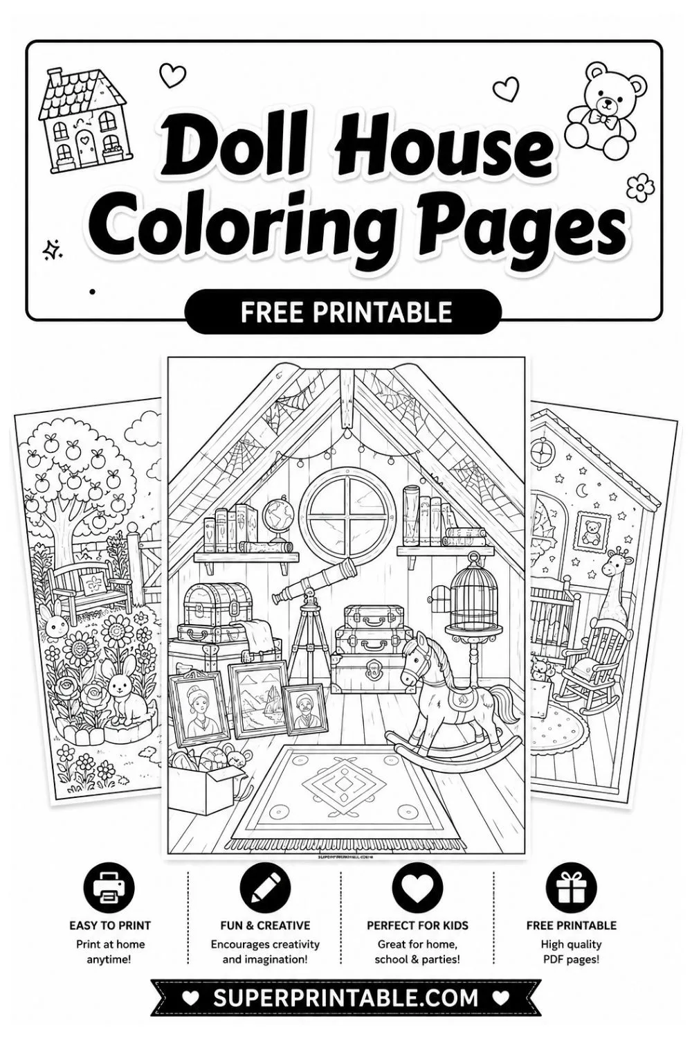 12+ Doll House Coloring Pages Pinterest Image
