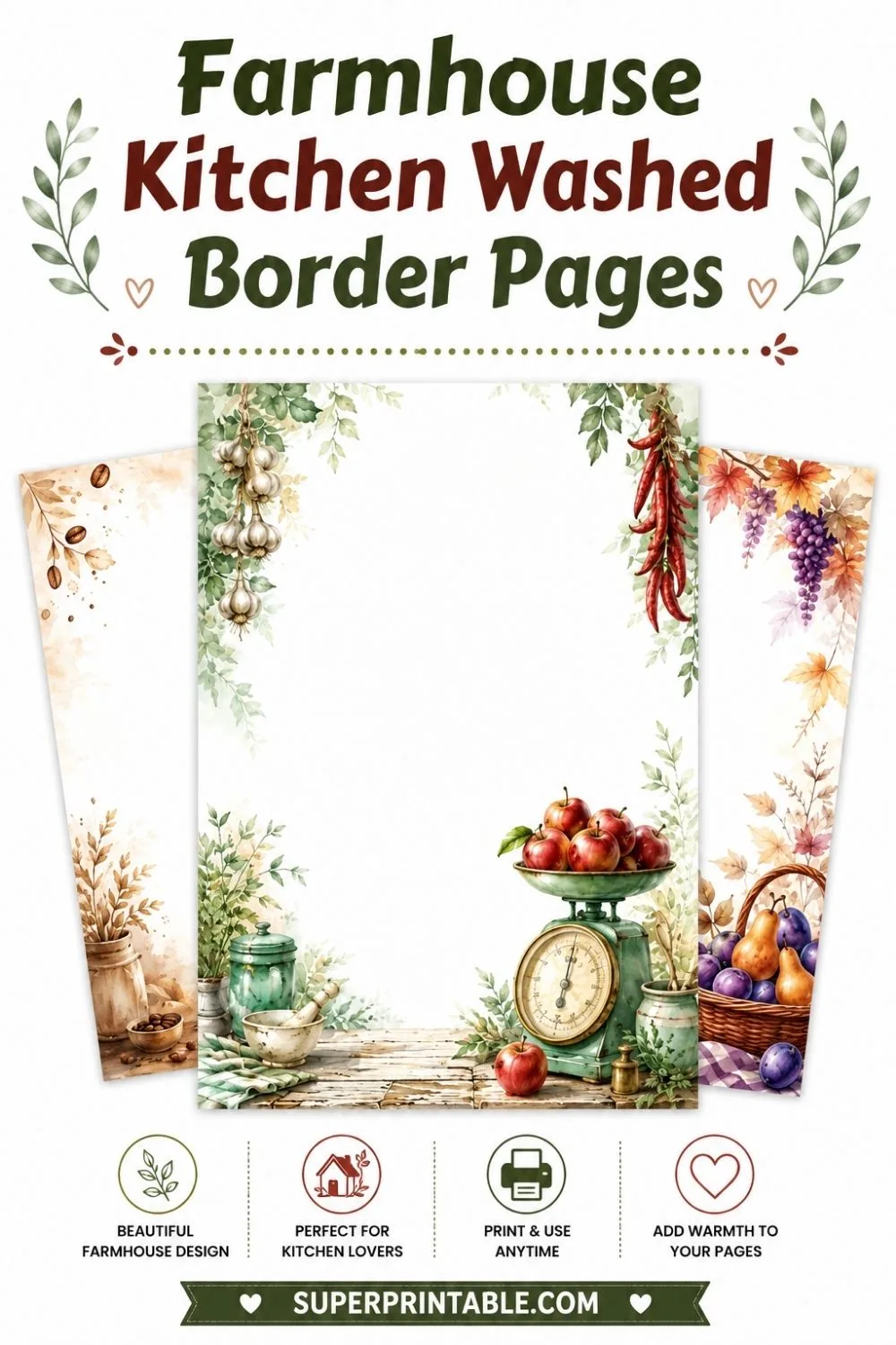 12+ Farmhouse Kitchen Washed Border Pages Pinterest Image