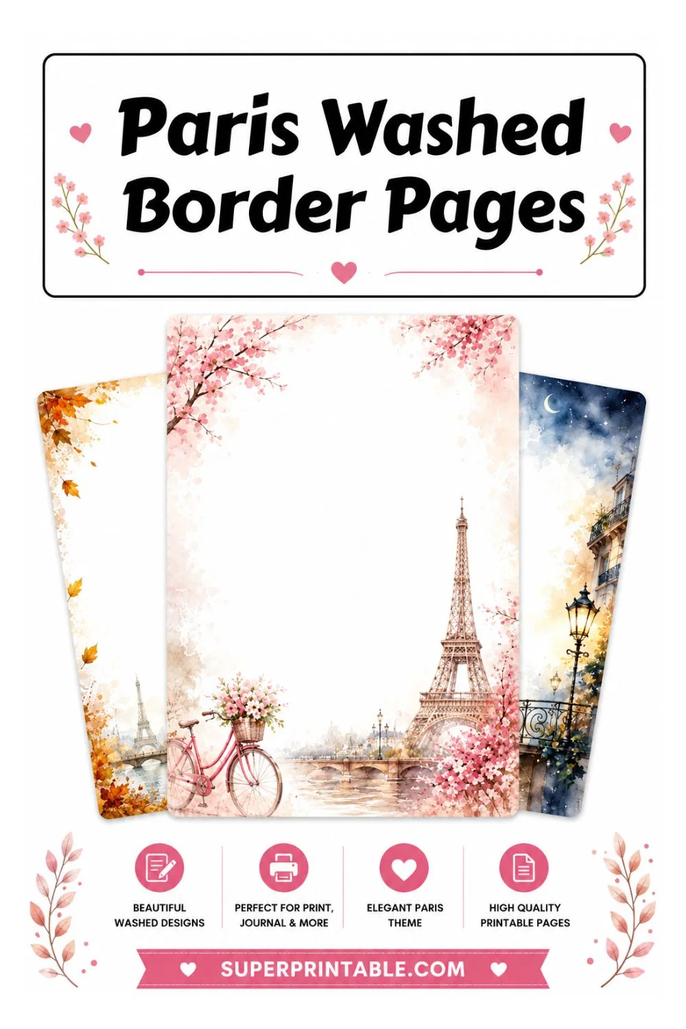 12+ Paris Washed Border Pages Pinterest Image