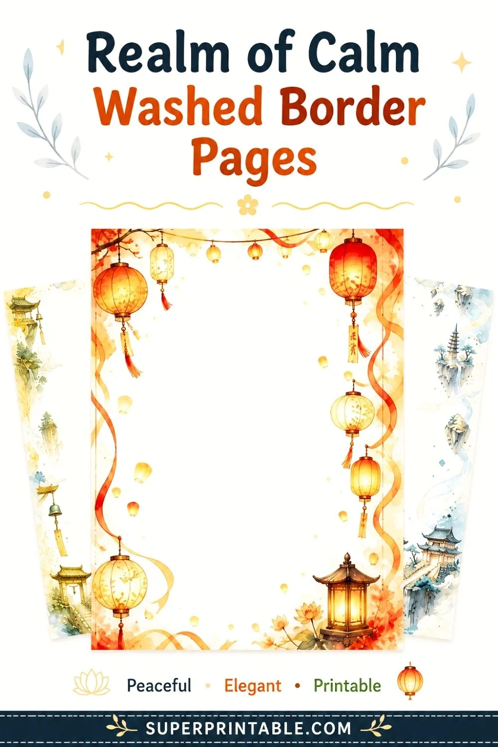 12+ Realm of Calm Washed Border Pages Pinterest Image