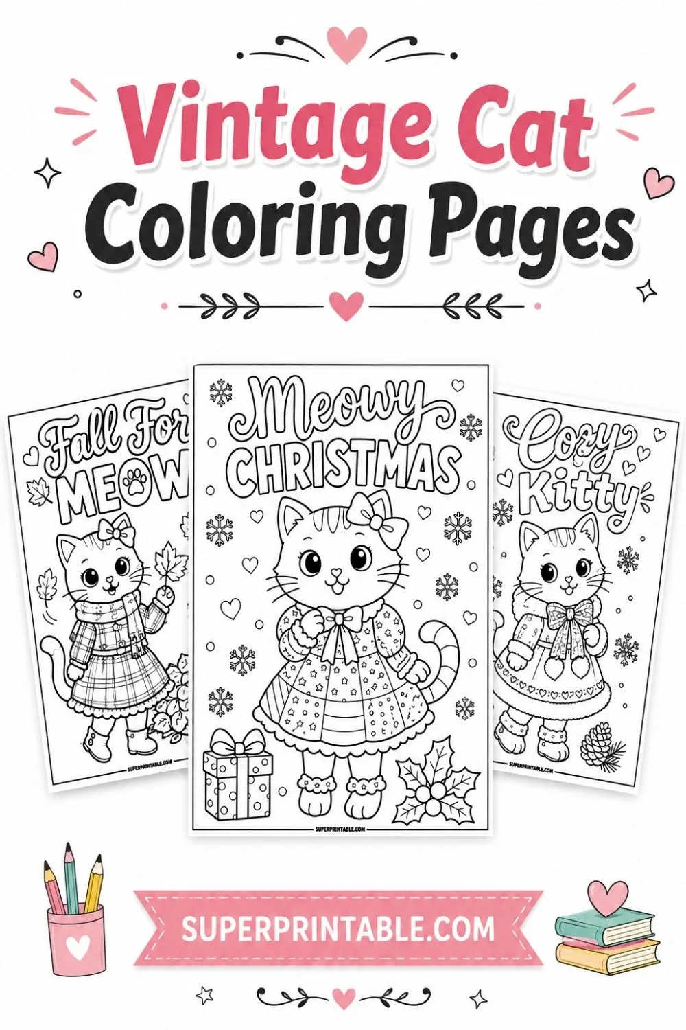 12+ Vintage Cat Coloring Pages Pinterest Image