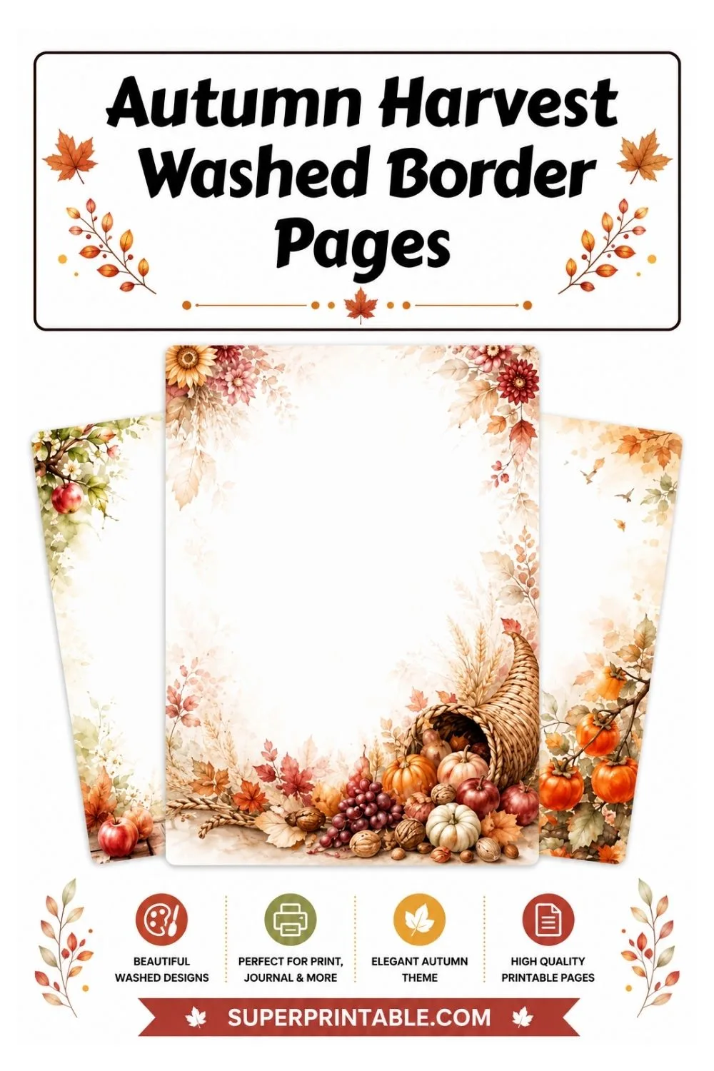 15+ Autumn Harvest Washed Border Pages Pinterest Image