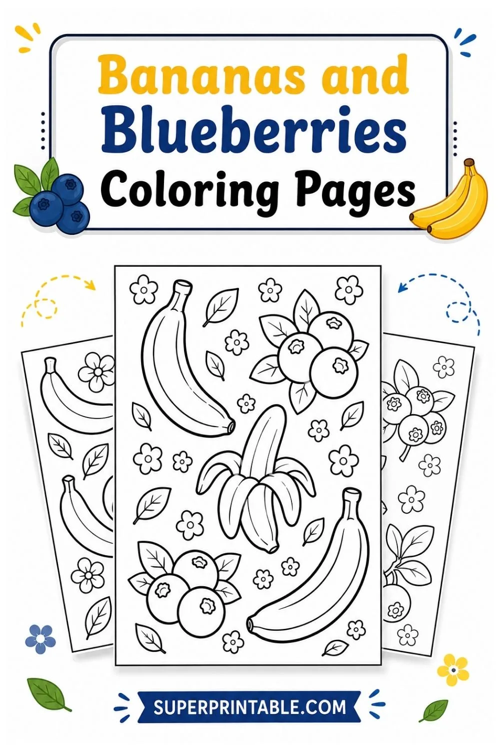 15+ Bananas and Blueberries Coloring Pages Pinterest Image
