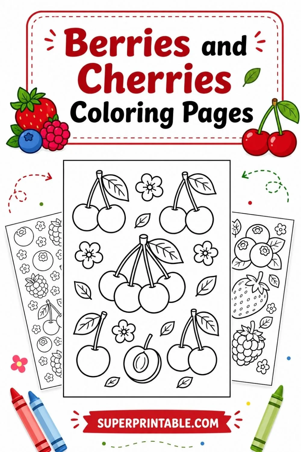 15+ Berries and Cherries Coloring Pages Pinterest Image