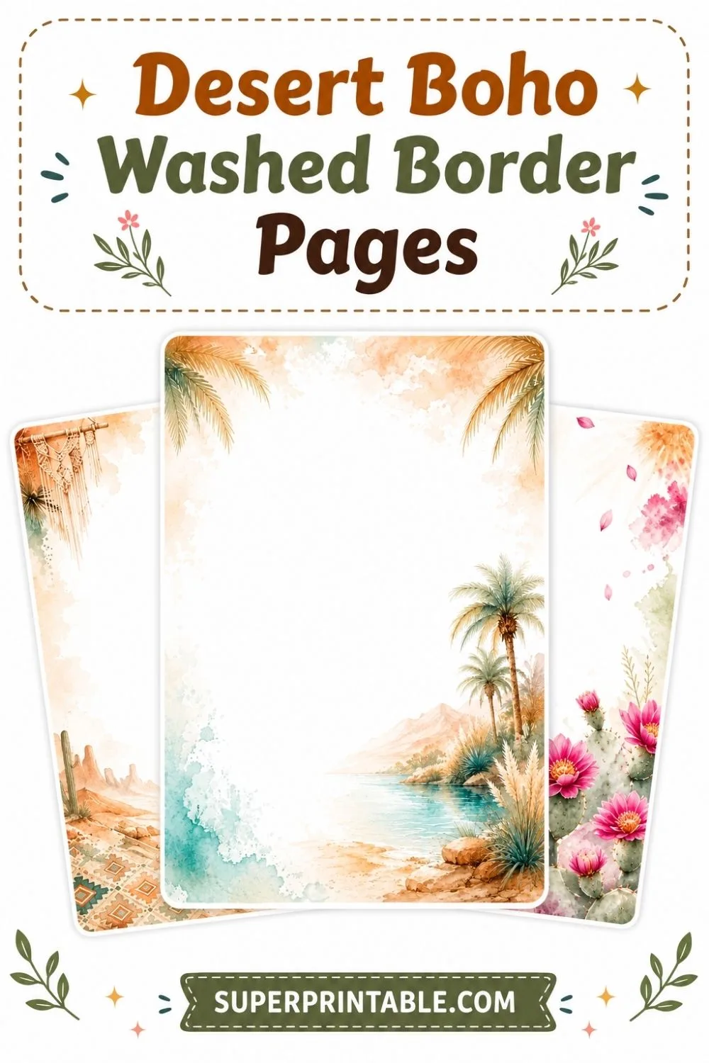 15+ Desert Boho Washed Border Pages Pinterest Image