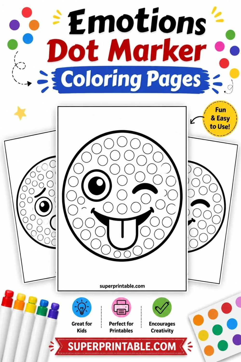 15+ Emotions Dot Marker Coloring Pages Pinterest Image
