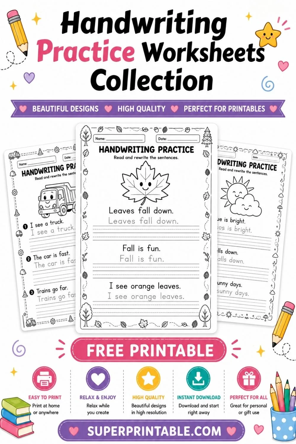 15+ Handwriting Practice Worksheets Pinterest Image