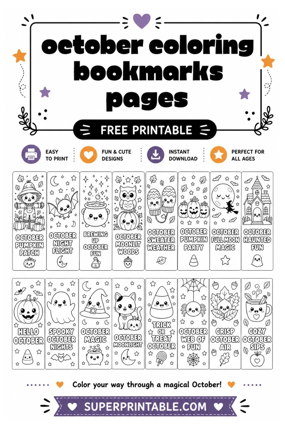 15+ October Coloring Bookmarks Pages Pinterest Image