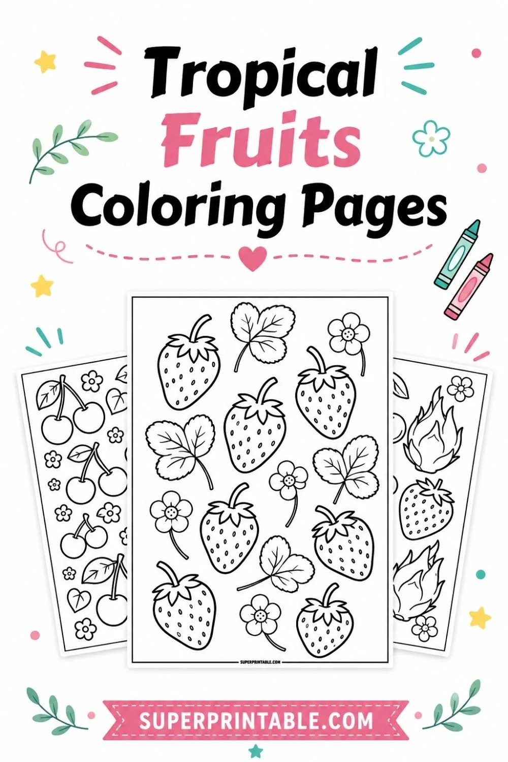 15+ Tropical Fruits Coloring Pages Pinterest Image
