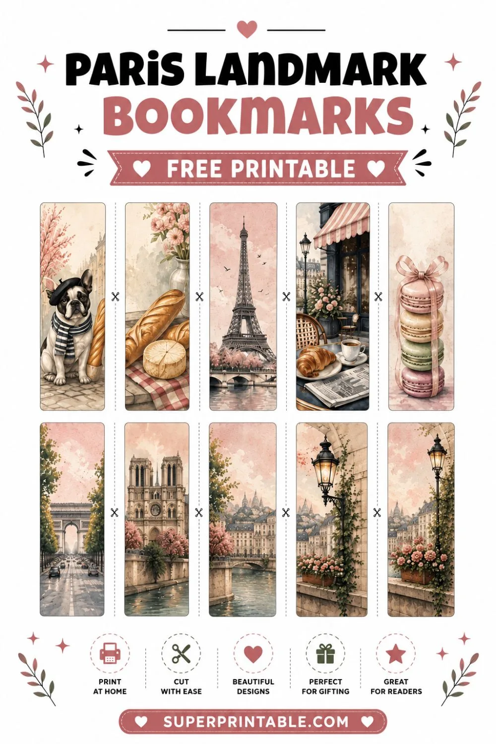 16 Paris Landmark Bookmarks Pinterest Image