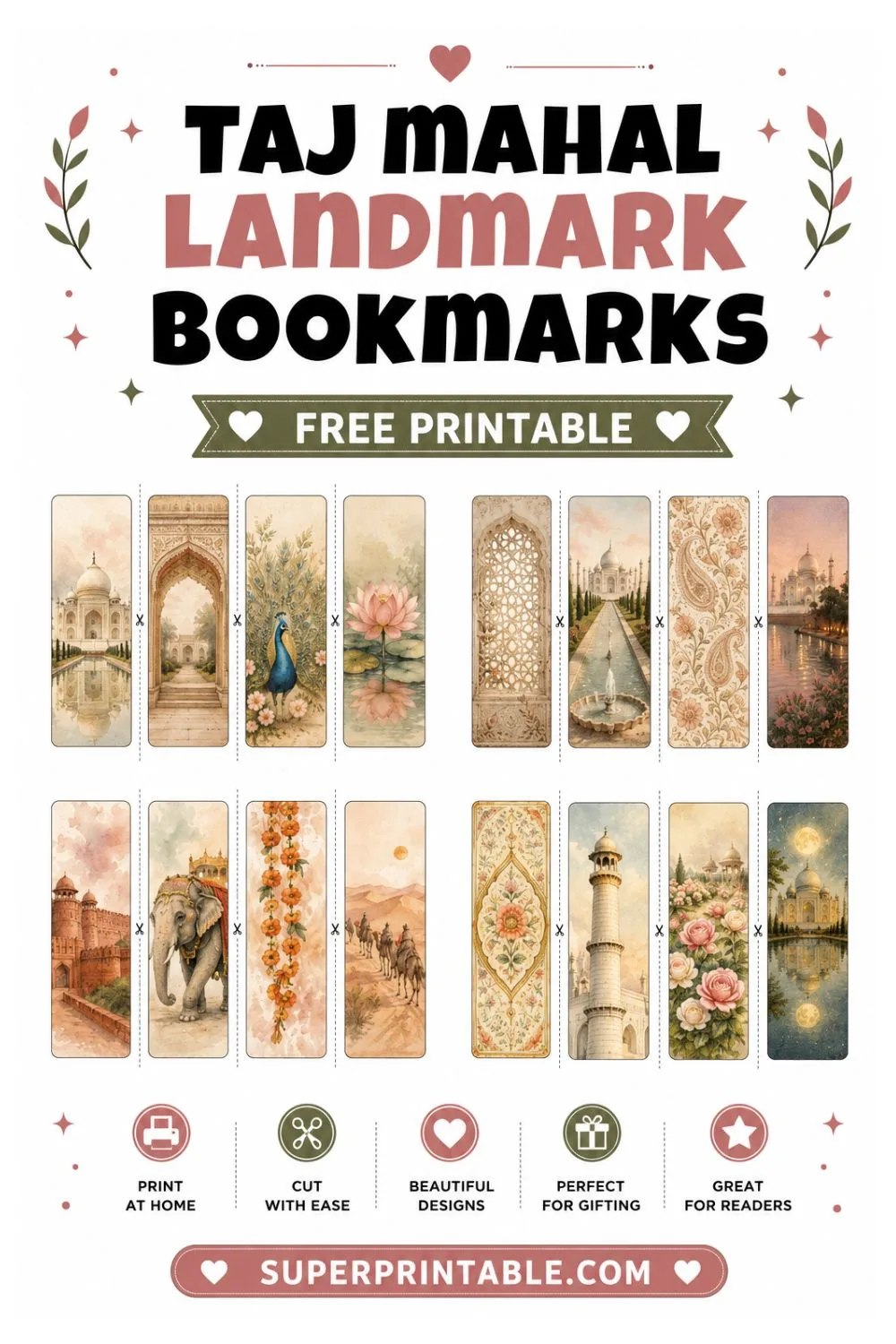 16 Taj Mahal Landmark Bookmarks Pinterest Image