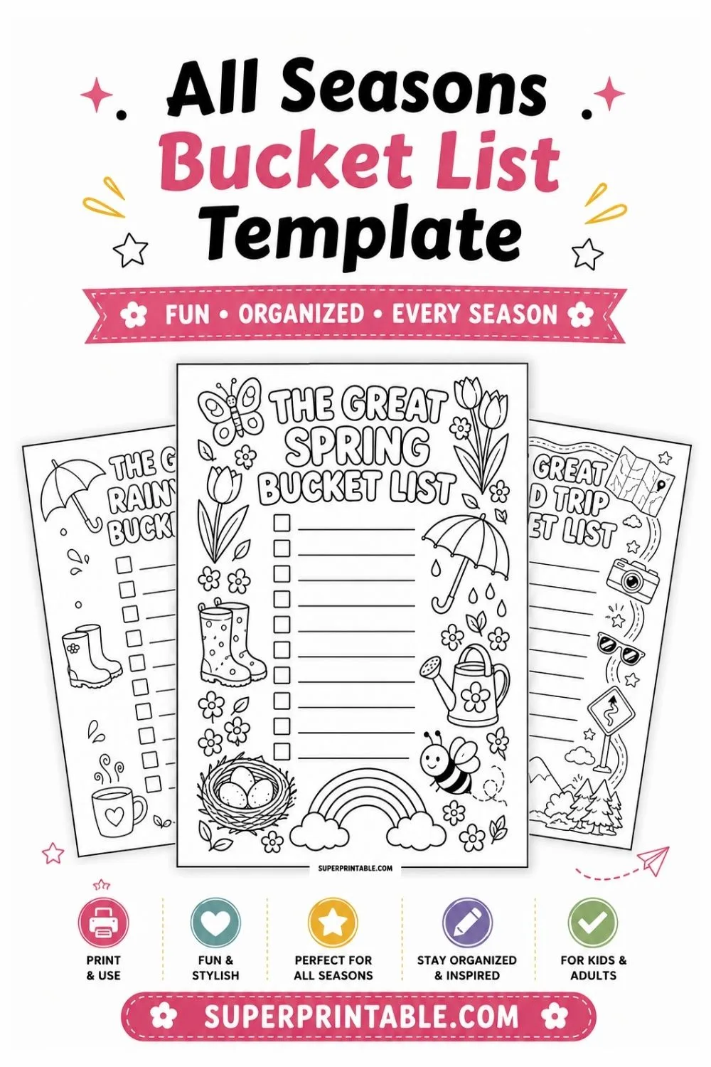 20 All Seasons Bucket List Template Pinterest Image