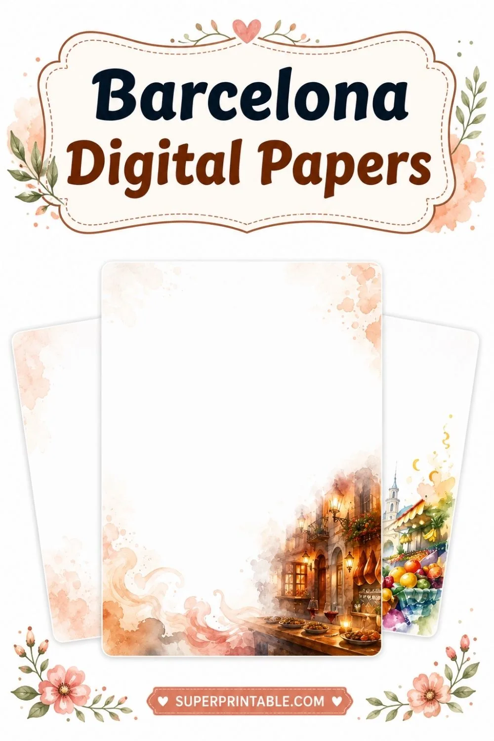 20 Barcelona Digital Papers Pinterest Image