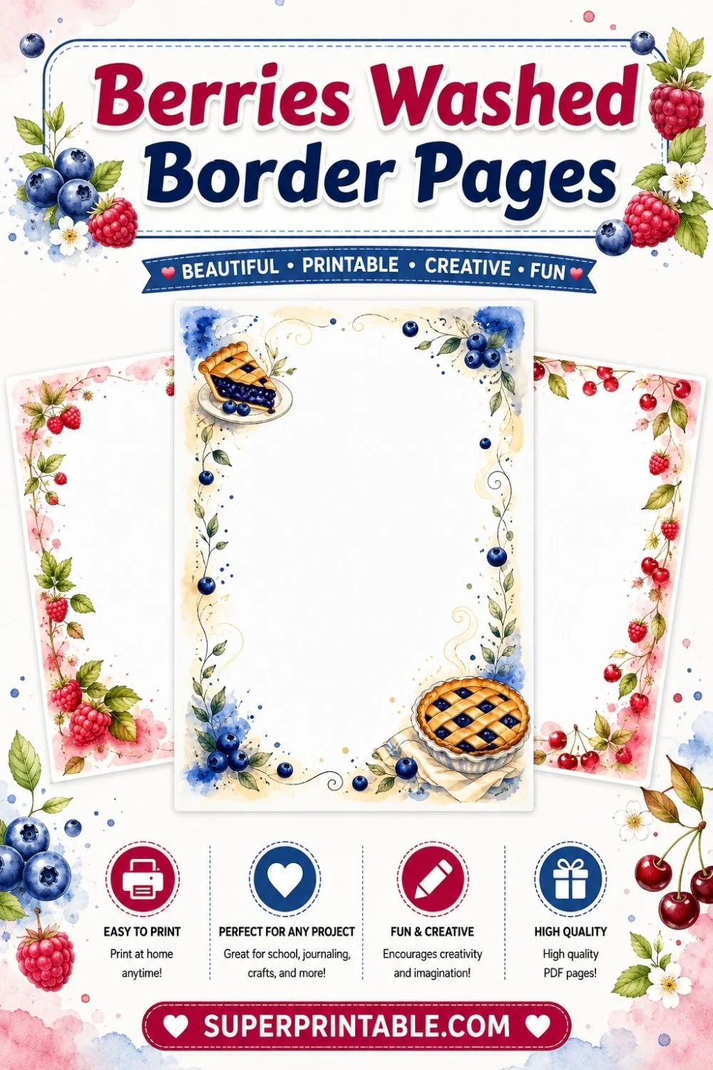 20 Berries Washed Border Pages Pinterest Image